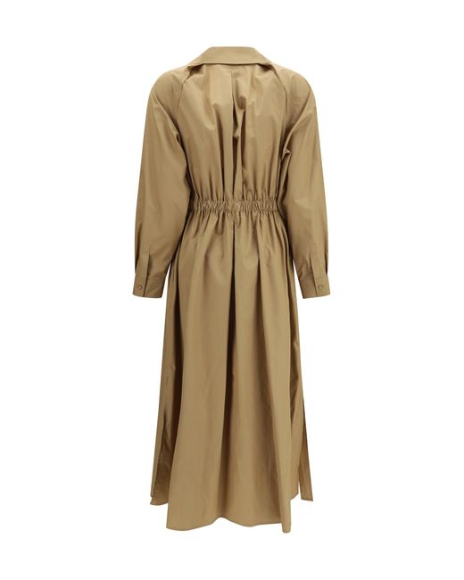 Max Mara Natural Pedaggi Midi Dress Cotton Poplin