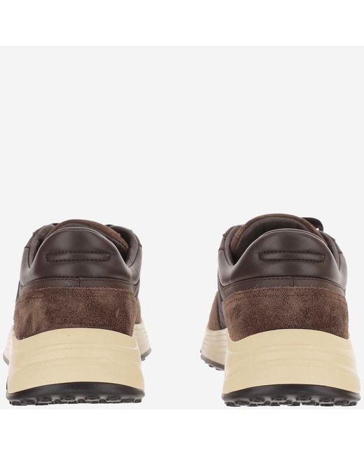 Hogan Brown Sneakers Hyperlight Leather And Mesh Trainers for men