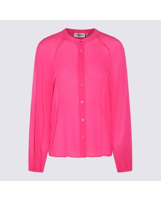 Essentiel Antwerp Pink Fuchsia Dripped Shirt