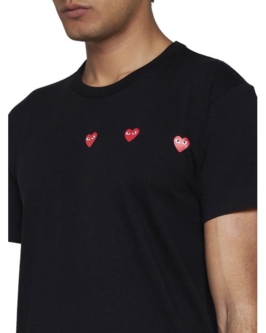 COMME DES GARÇONS PLAY Black 3 Heart Cotton T-shirt for men