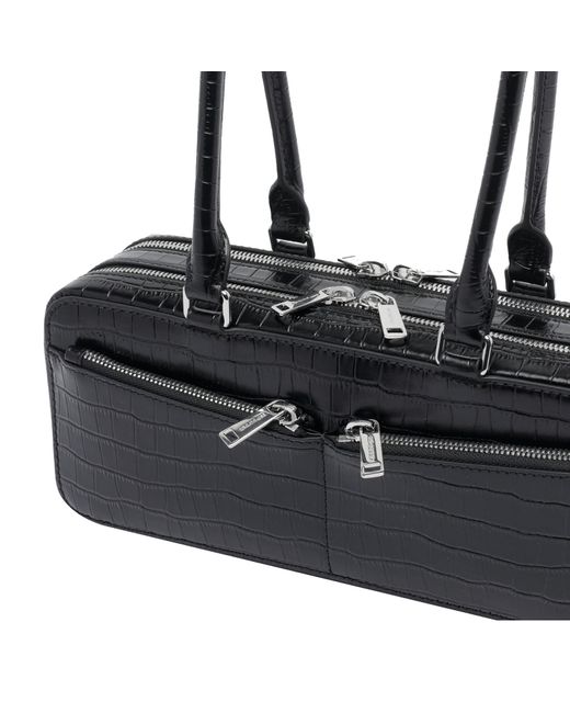 Self-Portrait Black Self Portrait Croc Shoulder Bag