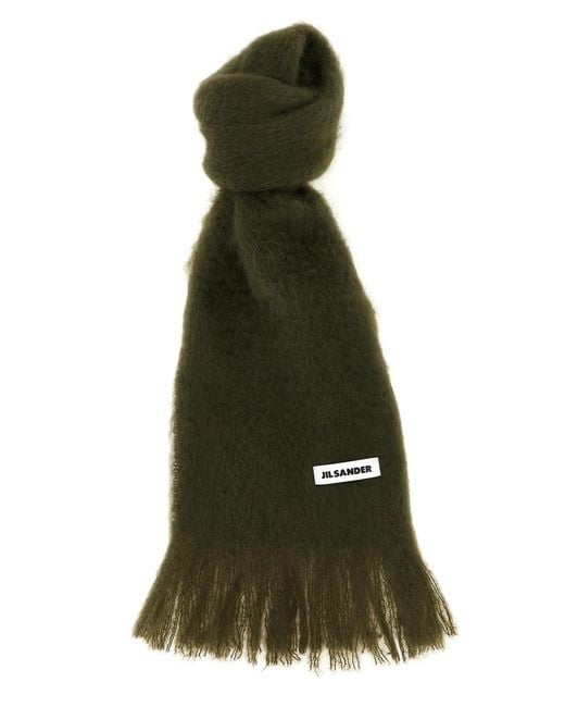 Jil Sander Green Wool Scarf