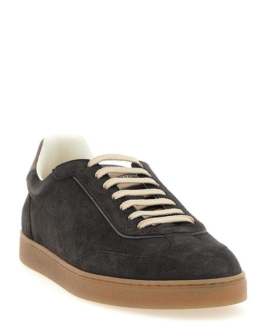 Brunello Cucinelli Black Calfskin Low Top Sneakers for men