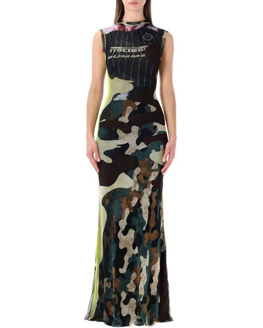 OTTOLINGER Black Camou Mesh Long Dress