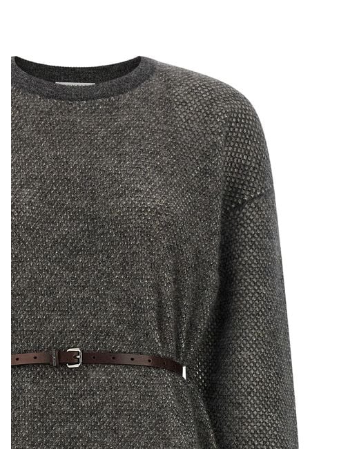 Brunello Cucinelli Gray Wool Midi Dress