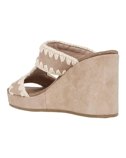 Mou Natural Wedge Plain Suede
