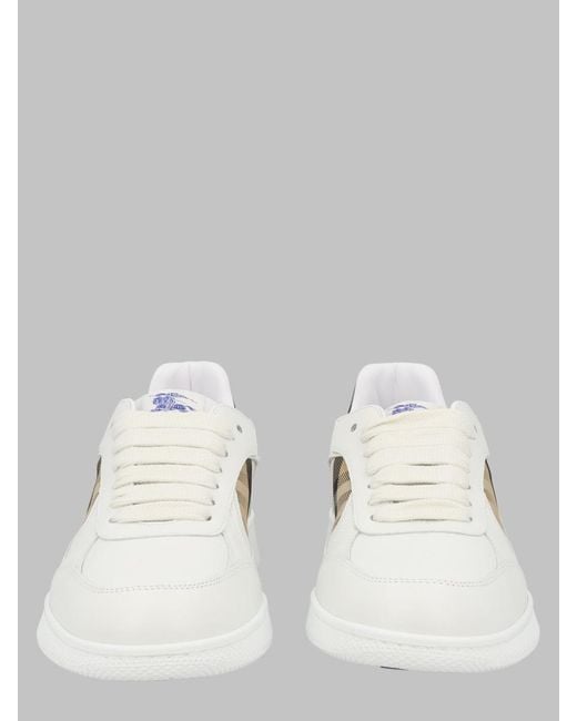 Burberry White Sneakers Terrace Calf Leather Trainers for men