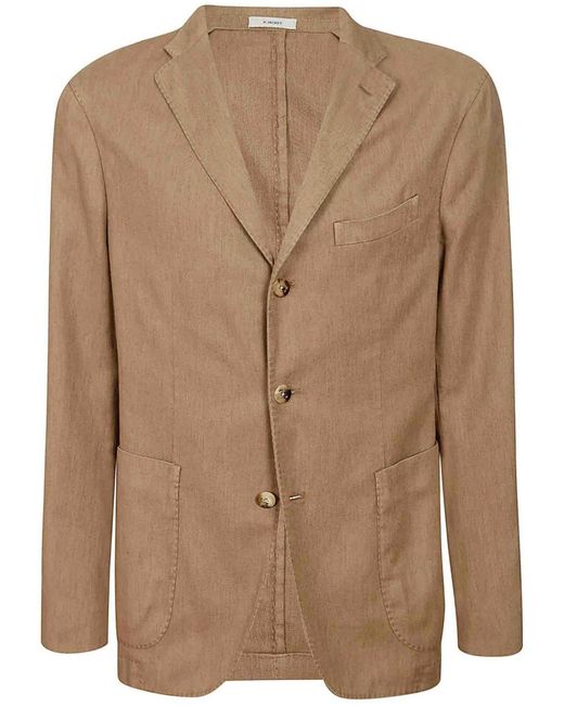 Boglioli Brown Single-Breasted Cotton Blend Blazer for men
