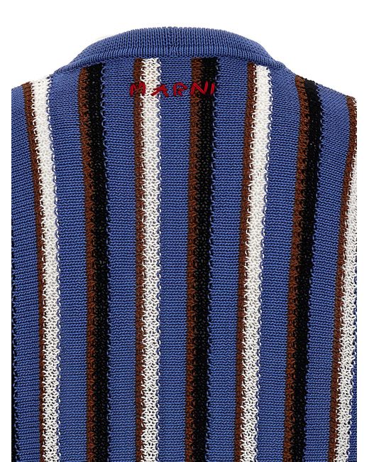 Marni Blue Striped Cardigan for men