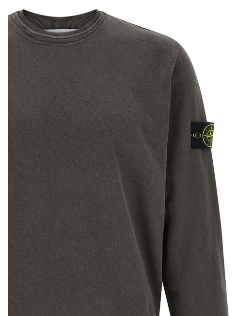 Stone Island Gray Brushed Cotton Sweatshirt for men