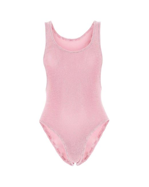 Reina Olga Pink Ruby Stretch Design Sleeveless Swimsuit