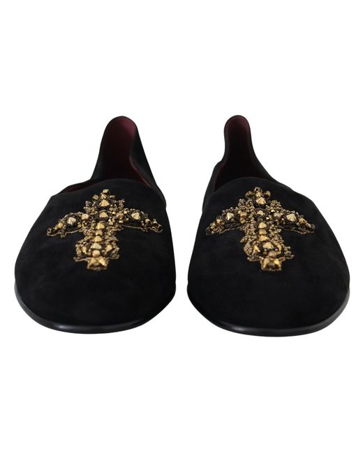 Dolce & Gabbana Black Crossembellished Ballerina Flats for men