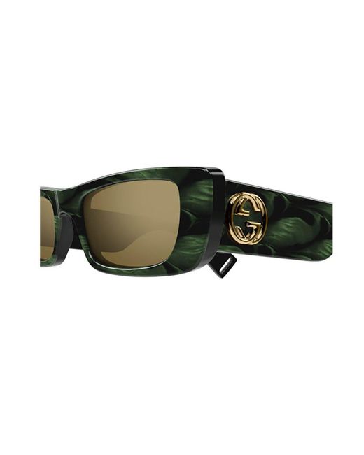 Gucci Rectangular Frame Sunglasses in Natural | Lyst