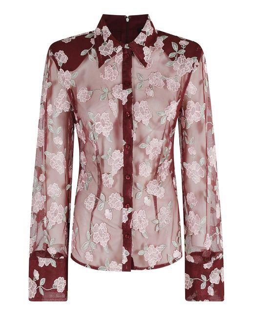 ROTATE BIRGER CHRISTENSEN Pink Mesh Fitted Shirt