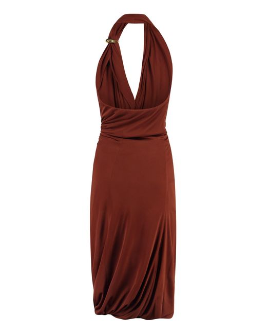 Bottega Veneta Red Draped Jersey Dress