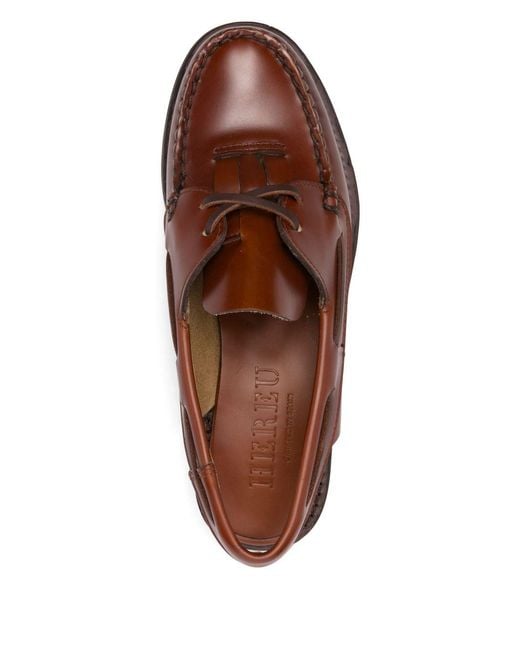 Hereu Brown Saler Leather Slingback Loafers