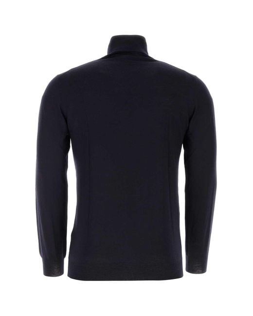 Fedeli Blue Midnight Wool Sweater for men