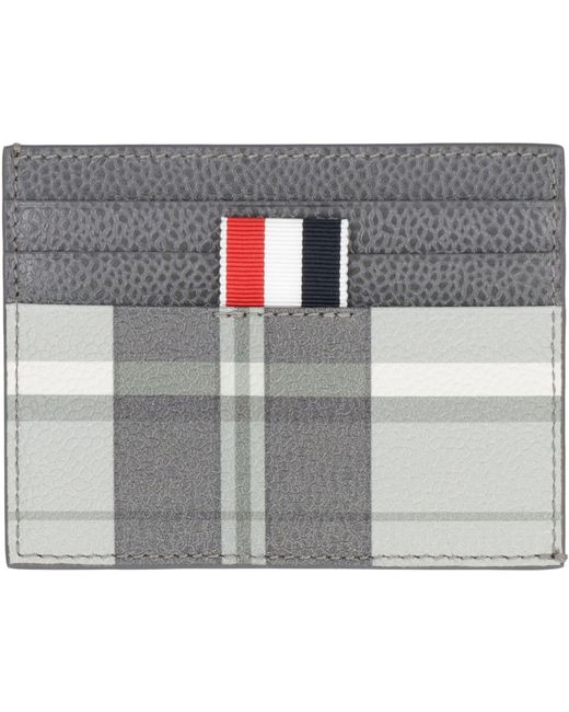 Thom Browne Gray Printed Leather Card Holder for men