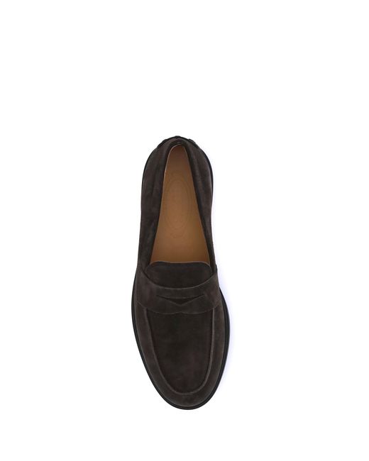 Tod's Black Suede Loafers With Monogram Detail Calf Leather Bos Taurus for men