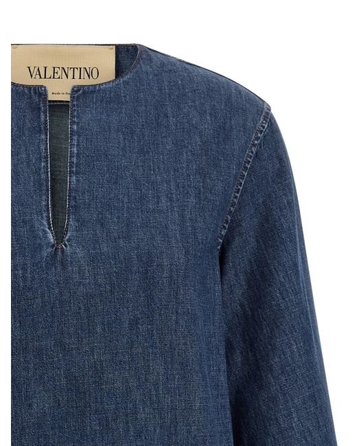 Valentino Garavani Blue Vgold Dress Cotton
