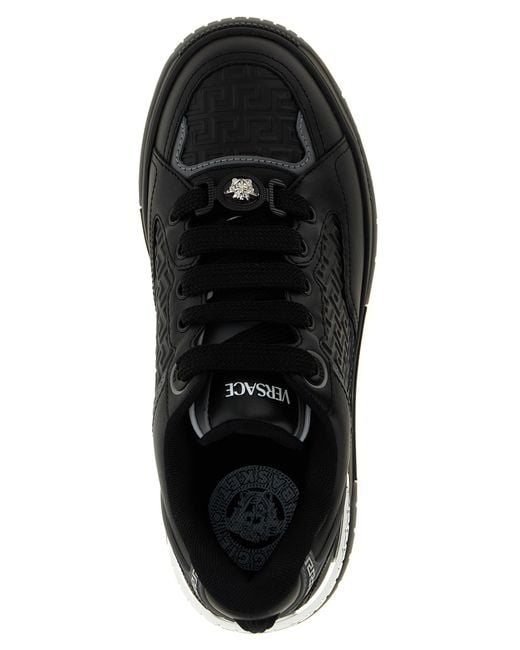 Versace Black Calfskin Athletic Sneakers for men
