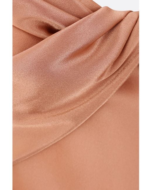 Alberta Ferretti Brown Long Bronze Silk Blend Satin Dress
