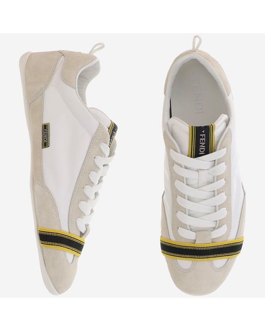 Fendi Metallic Sneakers Suede And Fabric Polyamide Trainers for men