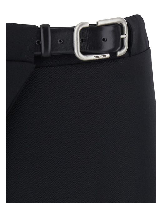 The Attico Black Skirt With Waist Belt — Wool