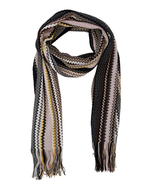 Missoni Black Rectangular Scarf With Chevron Motif