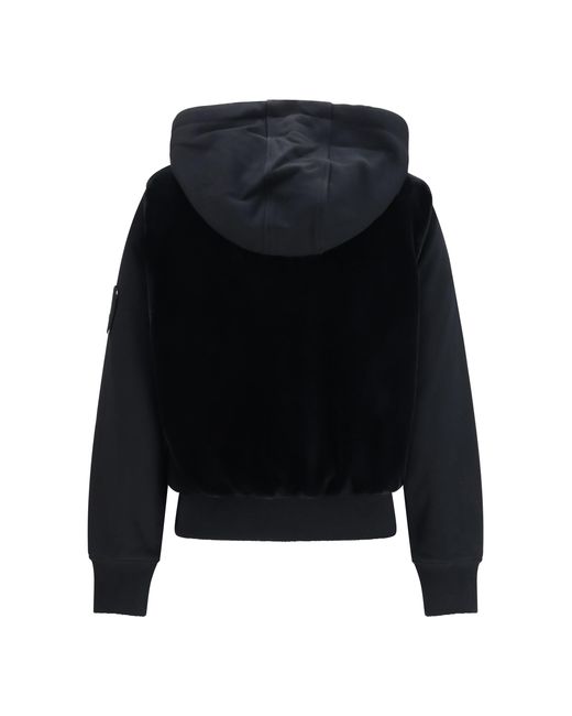 Moose Knuckles Black Rosylyn Bunny Hoodie Cotton Sweatshirts