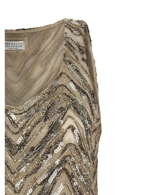 Brunello Cucinelli Gray Silk Tank Tops