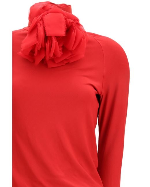 Magda Butrym Red Long Open-Back Dress With High Neck Viscose; Silk; Elastane