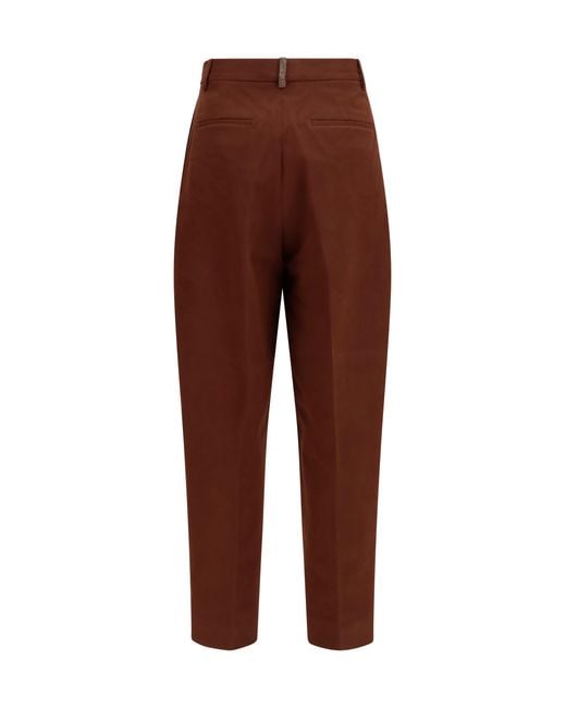 Fabiana Filippi Brown Pants Wool-Blend Cotton Trousers