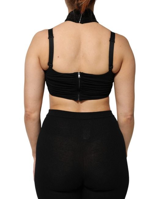 Dolce & Gabbana Black Halter Top Dg Logo Detail