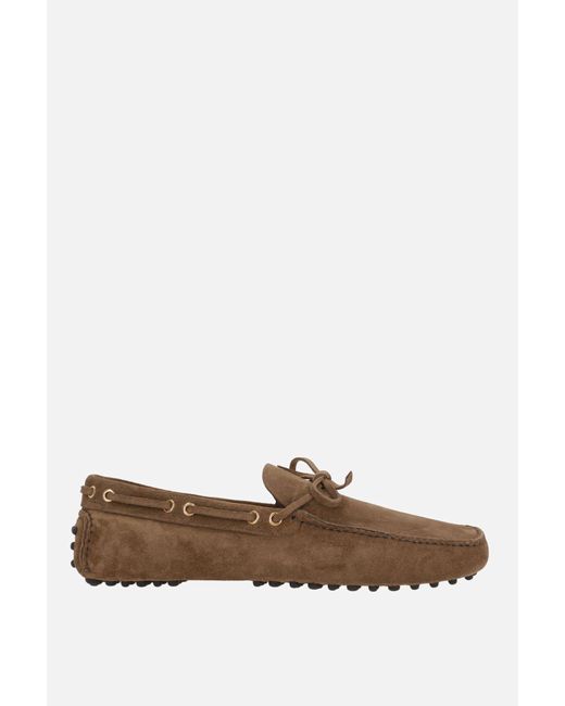 Car Shoe Brown Suede Driving Loafers for men