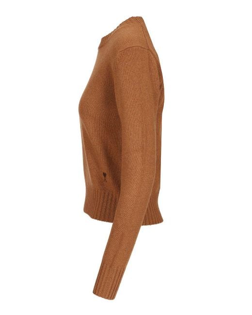 AMI Brown Ami Wool And Cashmere Sweater