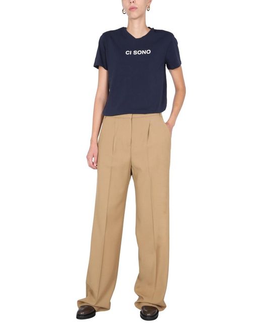 Aspesi Natural Gabardine Trousers Viscose Wool Elastane