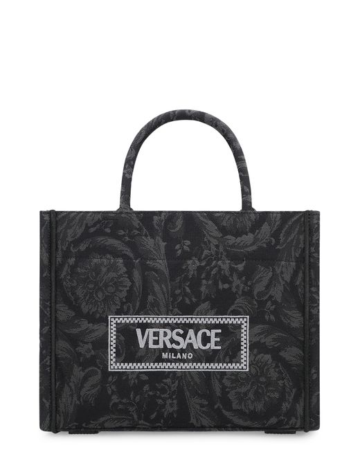 Versace Black Piccola Athena Tote Bag Fabric Cotton