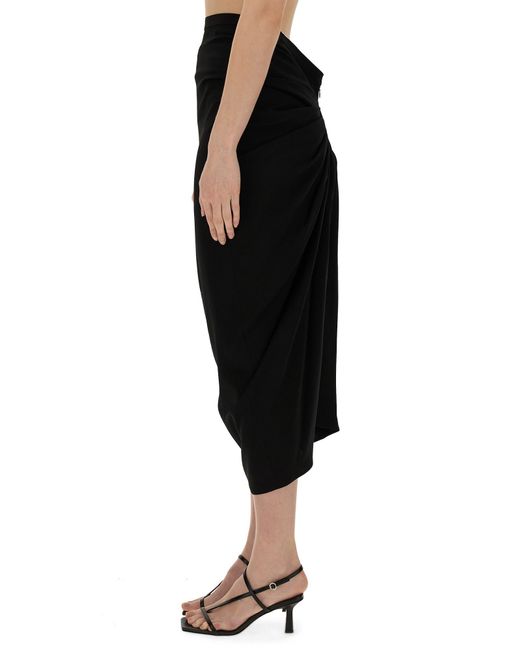 Dries Van Noten Black Skirt With Drape