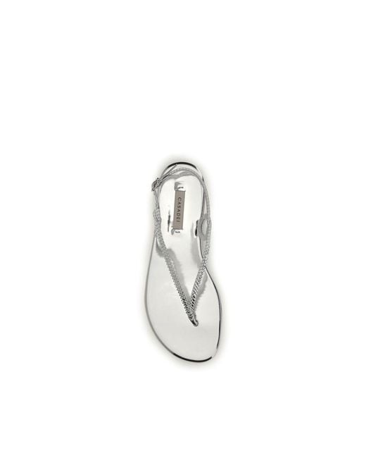 Casadei White Silver Calf Leather Bos Taurus Flat Sandals