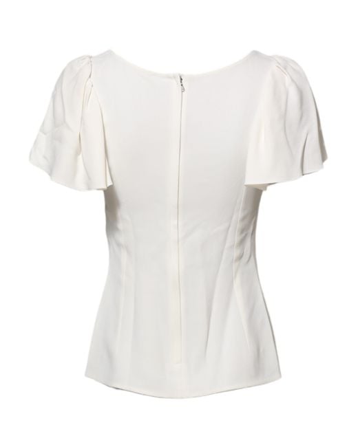 Dolce & Gabbana White Flutter Sleeve Top