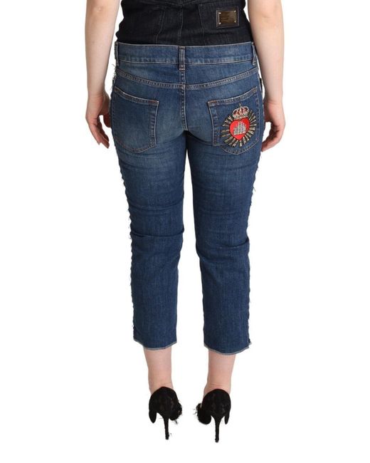Dolce & Gabbana Blue Elegant Mid-Waist Cropped Denim