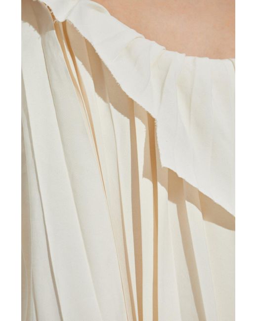 Alexander McQueen White Pleated Off-Shoulder Dress