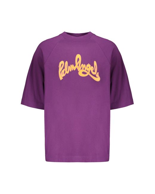 Palm Angels Purple Cotton T-Shirt for men