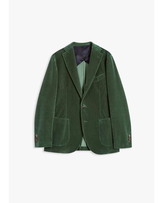 Doppiaa Green Aanzio Velvet Blazer With Patch Pockets Coats & Jackets