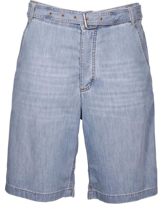 Bottega Veneta Blue Belted Denim Shorts for men