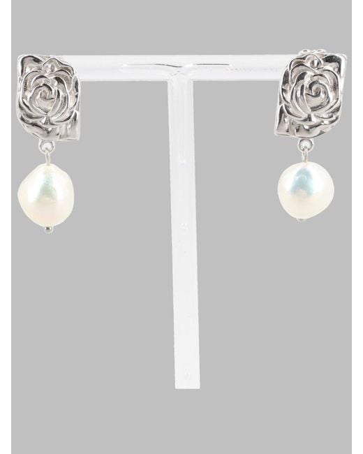 Magda Butrym White Drop Earrings Rose Rhodium