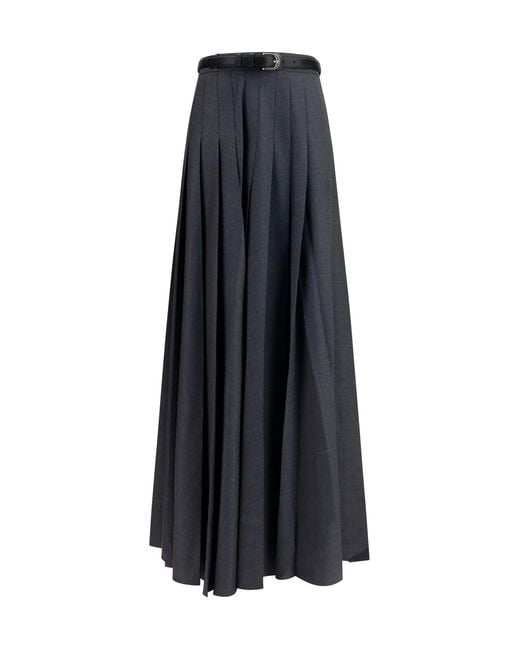 Self-Portrait Blue Pleated Maxi Skirt