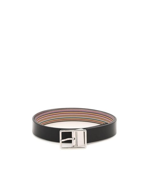 Paul Smith White 'signature Stripe' Reversibile Belt for men