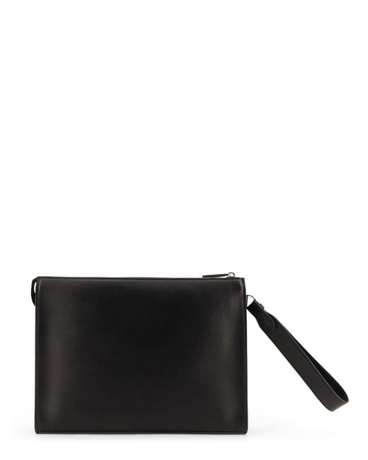 Fendi Black Squared Ff Leather Clutch for men